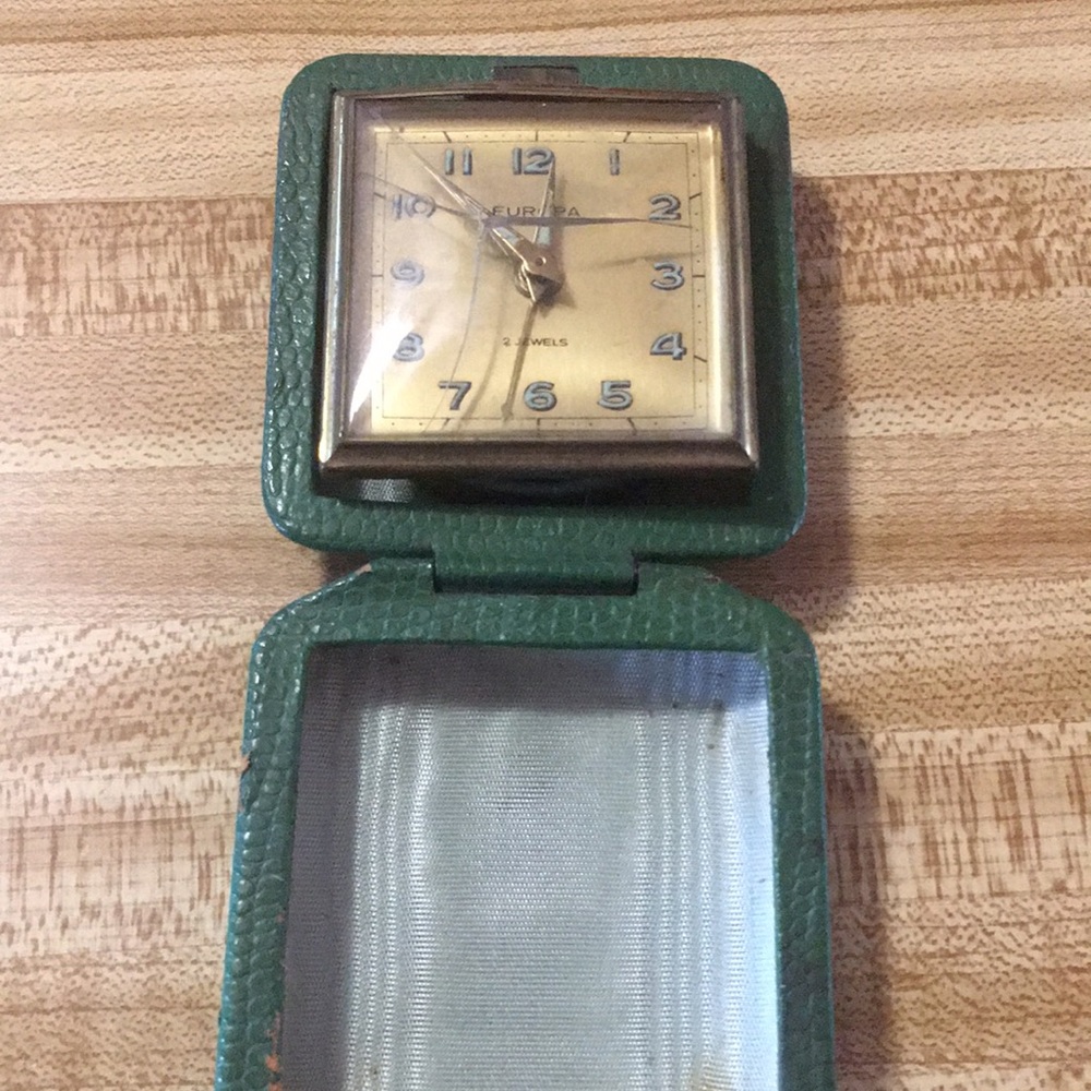 Eureka Vintage Travel Clock with Green Case
